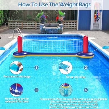 Jasonwell Pool Toys Games Set - 3 in 1 Pool Volleyball Net Basketball Hoop Ring Toss Game Inflatable Floats Water Floating Volleyball Swimming Pools Party Game Accessories Toy Gift Kids Teens Adults - Image 7