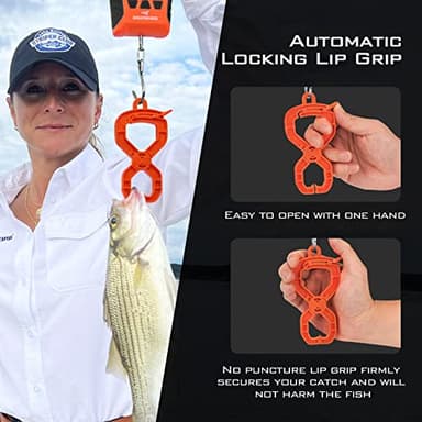 KastKing Fish Scale, WideView Floating Waterproof Digital Scale with No-Puncture Lip Gripper, 2.5” Large LCD Display, 110lb Capacity, Stores up to 9 Weights, Orange - Image 4