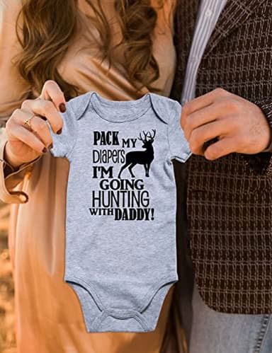 UNIFACO Daddys Boy Baby Clothes Pregnancy Announcement for Dad Pack My Diapers Im Going Hunting With Daddys Newborn Infant Clothes 0-3 Months - Image 3