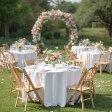 sancua White Round Tablecloth 132 Inch Diameter, 6 Pack - Circle Polyester Fabric Table Cloth for Wedding Party Reception Banquet Birthday, Washable Formal Table Cover (Fit 54-96 Inch Tables) - Image 3