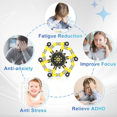 Transformable Fidget Spinners,9PCS Funny Sensory Fidget Toys Adults Deformable Chain DIY Robot Spinner,Fingertip Stress Relief Gyro Toy for Kids, Kids Classroom Prizes - Image 5