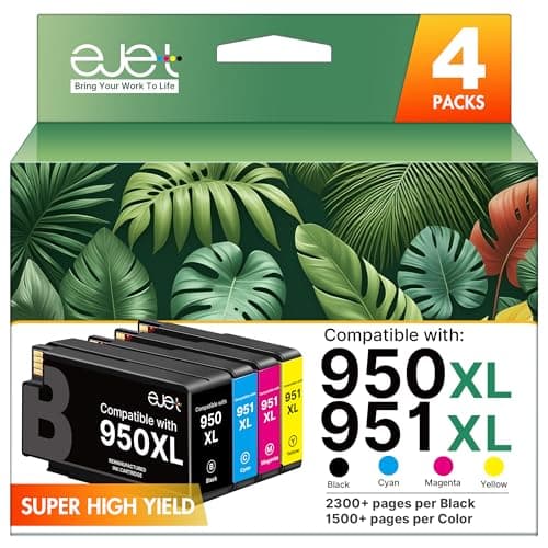 ejet 950XL and 951XL Ink Cartridges Combo Pack Compatible for HP 950 951 Ink Cartridges Combo Pack Use for OfficeJet Pro 8600 8610 8615 8620 8625 8100 8630 8660 276DW 251DW, Black Cyan Magenta Yellow - Image 1