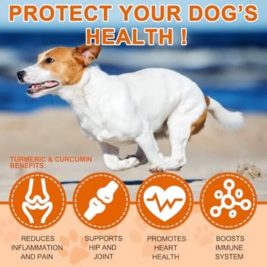 Turmeric for Dogs, 180 Turmeric Curcumin Tablets Supports Heart, Immune System Booster, Hip & Joint Support, Dog Pain Relief, Pet Supplement Treats w/Fish Oil, Curcumin C3-180 Tablets / 5.1 OZ - Image 5
