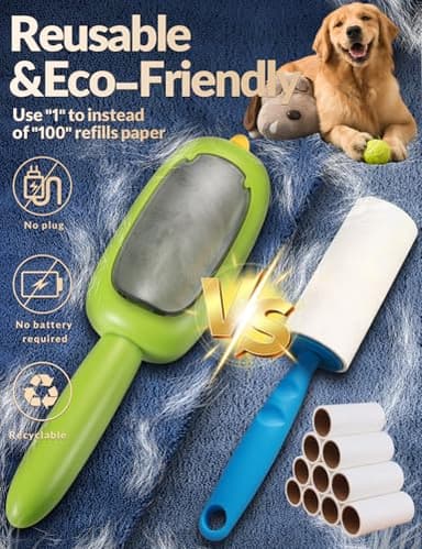 Portable Lint Brush,Reusable Lint Roller,Washable Pet Hair Removal Tool for Clothes,Furniture,Pet Hair Remover for Cats and Dogs Fur,Ideal Replacement for Sticky Refills Lint Roller/Removers - Image 2