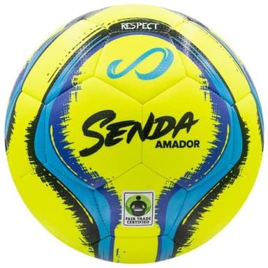 SENDA Amador Training Soccer Ball, Fair Trade Certified, Yellow/Light Blue, Size 5 (Ages 13 & Up) - Image 4