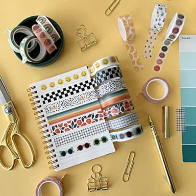 Washi Tape Set of 16 Rolls of 15 mm Wide Cute Decorative Washi Tape for Journaling, Scrapbook, Washy Crafts, Bullet Journals, Planners, DIY Décor, Craft Supplies For Adults & Kids (Splash) - Image 7