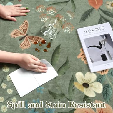 Lahome Floral Machine Washable Rug, 3x5 Rug Non Slip Soft Bedroom Rugs for Entryway Dorm, Ultra-Thin Boho Rugs for Living Room Stain Resistan Throw Carpet for Nursery Entrance, Green - Image 6