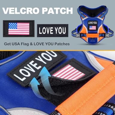 WOCUME Dog Vest Harness for Small Dogs with 2 Dog Patches, No Pull Adjustable Dog Harness with Handle for Walking Training, Reflective and Soft Padded Pet Harness for Small Dogs - Blue, XS - Image 8