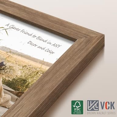 VCK 16x24 Frame 5 Pack - Brown Walnut, Natural Textured Solid Wood Poster Picture Frame, Wall Mounting Hanging - Image 4