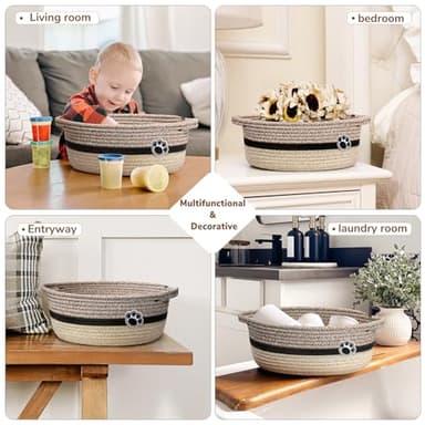 HiChen Dog Toy Basket Small Baskets for Gifts, Woven Baby Storage Basket for Towels, Toys, Storage Organizer Bins for Living Room, 12 x 8 x 5 inches - Image 5