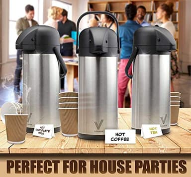 Coffee Carafe for Keeping Hot - 102oz/3L Airpot Coffee Dispenser with Pump - Insulated Stainless Steel Hot Beverage Dispenser for Parties - Thermal Carafe for Hot Drinks Water Tea Chocolate - Image 4