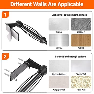 Paper Towel Holder Under Cabinet, Single Hand Operable Wall Mount with Damping Effect, Self-Adhesive or Drilled for Kitchen Bathroom, Black - Image 7
