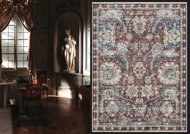 RUGSURE Washable Area Rugs - Perfect for Living Room, Bedroom, Kids Room, Nursery - Stain & Water Resistant Non-Slip, Pet & Child Friendly, Vintage Tribal Area Rugs (Rust and Bule, 9' x 12') - Image 2