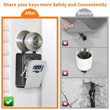 Portable Key Lock Box, Upgrade Clearly Visible Numbers, Lock Box Wall Mounted for House Key, 5 Key Capacity, Weatherproof Resettable Code (1 Pack, Gray) - Image 2