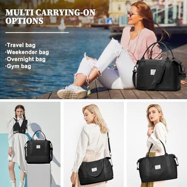 Weekender Bags for Women,Personal Item Travel Bag,Overnight Travel Duffel Bag with Expandable Shoes Compartment & Wet Pocket - Image 9