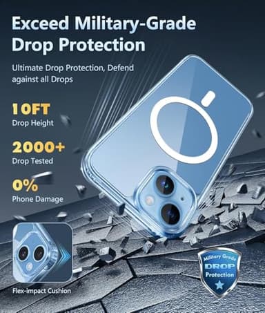 FNTCASE for iPhone 13 Phone Case: Clear Phone Case Magnetic Military Grade Drop Protection Anti Yellowing Cell Phone Cover - Rugged Shockproof Protective Bumper (A-Clear) - Image 3