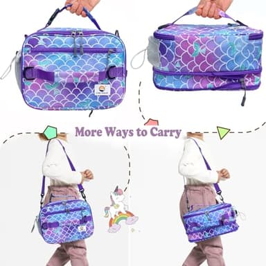 CaCTOUR Lunch Box Kids, Expandable Insulated Lunchbox for Girls Boys, Soft Cooler Bag with Strap,Back to School Thermal Reusable Lunch Bag for Work School Picnic (Mermaid) - Image 5