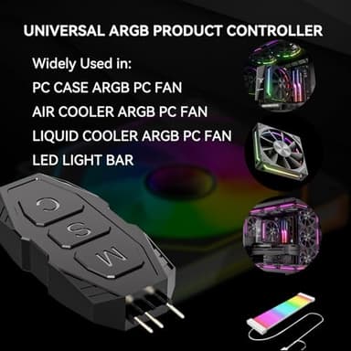 ARGB Controller Kit, GSCOLER RGB PC Fan Controller with 21 Key Remote Control, Multiple Lighting Modes Control for Computer Case Fan, Air Cooler, Liquid Cooler, LED Light Bar (SATA Power) - Image 2