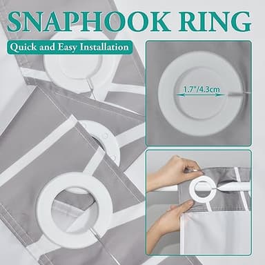 LXBNI No Hook Light Grey Striped Shower Curtain with Snap in Fabric Liner Set - Hotel Shower Curtain and Liner Set with See Through Mesh Top Window,Machine Washable, 71x74 INCH - Image 3