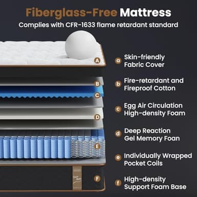 FP FLEXPEDIC Full Mattress, 14 Inch Plush Hybrid Mattresses with Gel Memory Foam, Fiberglass-Free Mattress in a Box,Individual Pocket Spring-Motion Isolation-Edge Support,365 Nights Trial - Image 2