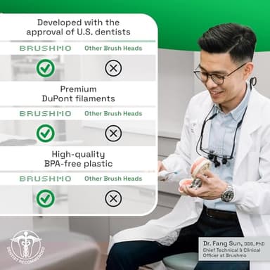 Brushmo Plaque Control Replacement Toothbrush Heads, Compatible with Philips Sonicare Click-on Electric Toothbrush Handles, 8 Standard Replacement Heads, Soft Dupont Bristles, BM928, White - Image 5