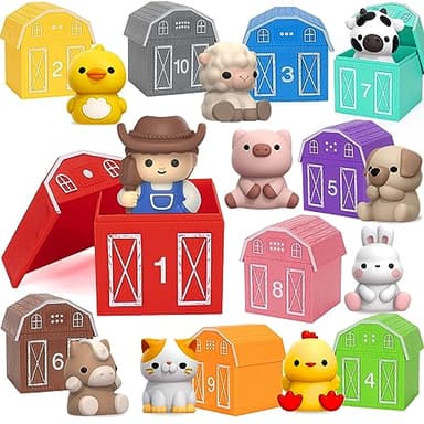 Learning Toys for 1,2,3 Year Old Toddlers, 20Pcs Farm Animals Barn Toy Montessori Counting, Matching & Sorting Fine Motor Games, Christmas Birthday Easter Gift for Baby Boys Girls Age 12-18 Months - Image 1
