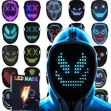 JDBMAOYE Led Mask, Lighted Up Mask with Gesture Sensing,Led Mask Costume for Halloween Costume,Masquerade,Cosplay Party - Image 1