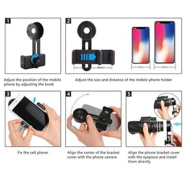 Stscope 360 Monocular Set, Telescope High Power for Adults Long Range with Phone Adapter & Tripod, for Bird Watching Camping Travelling Concert (80 * 100,Green) - Image 4