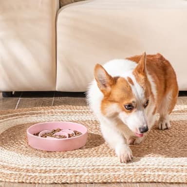 vancasso Slow Feeder Dog Bowl, 1.5 Cups Ceramic Slow Feeder for Medium Breed, Puzzle Maze Food Dog Bowl for Fast Eater, Pink - Image 9