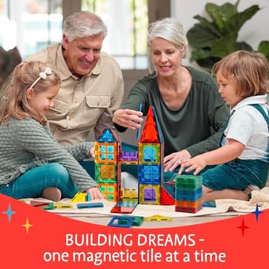 SUNNY AUNTIE Magnetic Tiles 125 PCS+ Bonus Zippered CASE, Kids Toy for 3 4 5 6 7 8 Year Old Boys & Girls, Magnetic Tiles Building Set, Great Gift for Kids Aged 3-8, XL Set - Image 5