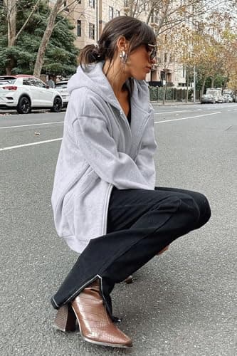 PRETTYGARDEN Women's 2025 Zip Up Y2K Hoodies Casual Long Sleeve Sweatshirts Spring Track Jackets with Pockets (Grey,XX-Large) - Image 5