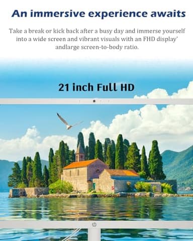 HP All-in-One Computer - 21.5'' FHD Anti-Glare Display, Home Desktop PC, Win 11 Pro, Wired KB & Mouse, Wi-Fi 6, Bluetooth, Intel Celeron J4025, HD Webcam (16GB RAM | 1TB SSD) - Image 7