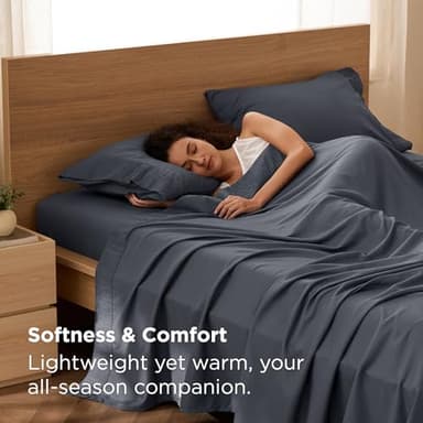 Bedsure Queen Sheet Set - 4 Pieces Soft Queen Size Sheets - Breathable & Cooling - Hotel Luxury - Easy Care Polyester Microfiber Bedding for Women, Men, Dark Grey - Image 2