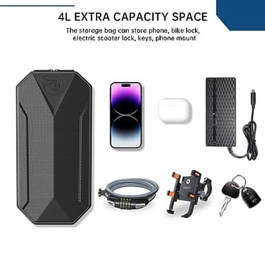 Hiboy Scooter Storage Bag, 4L Large Capacity Handlebar Bag, Front Hanging Bag for Electric Scooter/Electric Bike, For Carrying Chargers, Phone, Keys with Waterproof Hardshell EVA Material - Image 2