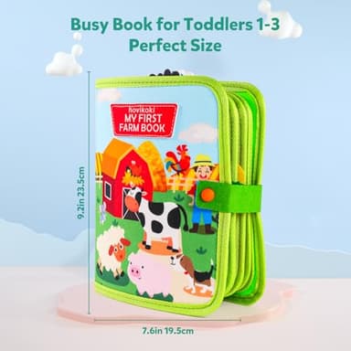 hovikoki Farm Busy Book for Toddlers 1-3 Busybook Montessori Activity Quiet Books for Baby 1 2 Year Old - Image 2