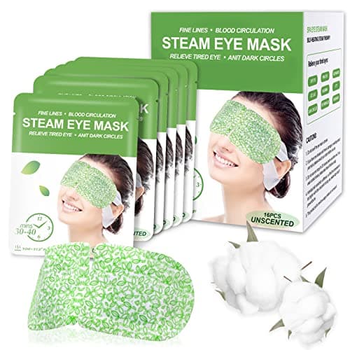 16 Packs Steam Eye Masks for Dry Eyes, Self Heating Warm Compress for Eyes Fatigue & Puffiness Relief, Disposable Heated Eye Mask Travel Essentials, Spa Relaxation Set for Women Christmas, Unscented - Image 1