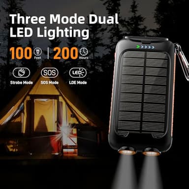 Solar Charger Power Bank 49800mAh - Portable Fast Charging Power Bank with Type-C & Dual USB Ports, Compatible with iPhone, Samsung & More, Waterproof Solar Panel for Camping, Hiking, and Outdoor Use - Image 4