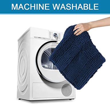 H.VERSAILTEX Navy Blue Bathroom Rugs 2 Piece, Bath Mat Set Slip-Resistant Extra Absorbent Soft and Fluffy Striped Chenille Bath Rugs, Floor Mats Dry Fast Machine Washable (20" x 32"/17" x 24") - Image 7