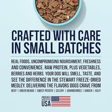 Stewart Raw Medley Freeze Dried Raw Dog Food or Meal Topper, Beef & Garden Vegetable Recipe, 1 Pound Bag, Made with Real Whole Foods - Image 2
