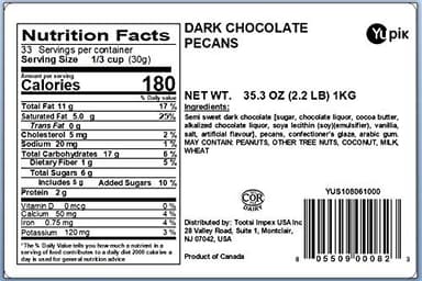 Yupik Dark Chocolate Pecans, 60% Cacao, 2.2 lb (35.2 oz), Kosher, Chocolate Nuts, Pecans Dipped in Rich Dark Chocolate, Crunchy & Smooth, Chocolate Candy, Sweet Snack, Ideal for Baking & Decorating - Image 2