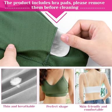 selizo Padded Bralettes for Women, 6 Pcs Sports Bras for Women Pack, V Neck Cami Bando Bra for Women Girls, S-M - Image 6