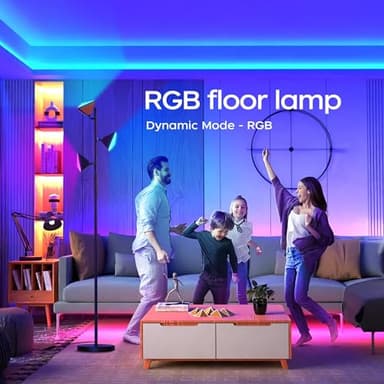QiMH RGB Floor Lamp for Living Room, 36W LED Standing Lamp with 3 Lights, Dimmable Smart Lamp with Remote & Touch Control, Colors Changing& DIY Mode, Modern Tree Tall Lamp for Bedroom, Black - Image 9