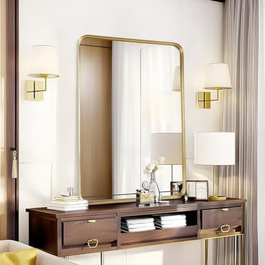 Fabuday Gold Mirror Bathroom Wall - Over Sink 36x24 Inch Rectangle Framed Brushed Mirror, Large Gold Trim Vanity Mirror Hanging for Bedroom, Restroom, Living Room, Entryway Decor - Image 7