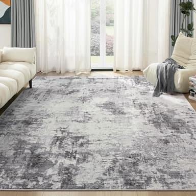 TARANCH Washable Rug 8x10 Area Rugs for Living Room: Modern Abstract Neutral Soft Large Rug for Bedroom Dining Room Under Kitchen Table Home Office Decor - Grey - Image 3