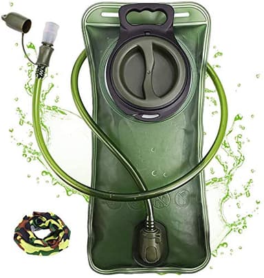 Hydration Bladder, 2L Water Bladder for Hiking Backpack, BPA-Free Leak Proof Water Reservoir Storage Bag, Hydration Pack Replacement for Camping Cycling Running, Military Green - Image 1