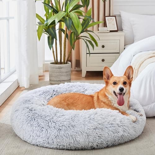 WESTERN HOME WH Calming Dog & Cat Bed, Anti-Anxiety Donut Cuddler Warming Cozy Soft Round Bed, Fluffy Faux Fur Plush Cushion Bed for Small Medium Dogs and Cats (20"/24"/27"/30") - Image 1