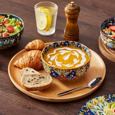 vancasso 18 Pieces Dinnerware Sets, Plates and Bowls Set, Porcelain Dishes Set for 6, Microwave and Dishwasher Safe, Scratch Resistant, Bohemian Style Dining Ware Service for 6, Series SIMI - Image 6