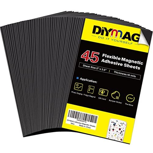 DIYMAG 3.5x2inch Business Card Magnets, 45Packs Flexible Magnetic Sheets with Peel and Stick Adhesive Magnet to Customize Personalized Cards for Crafts Photos and Supplies - Image 1