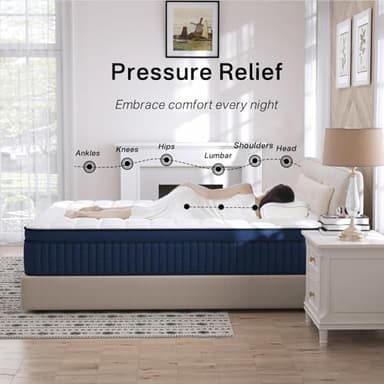 SUAYEA King Size Mattress, 12 Inch King Mattress in a Box, Medium Firm Pocket Spring and Gel Memory Foam for Superior Comfort, Pressure Relief, Strong Edge Support - Image 2