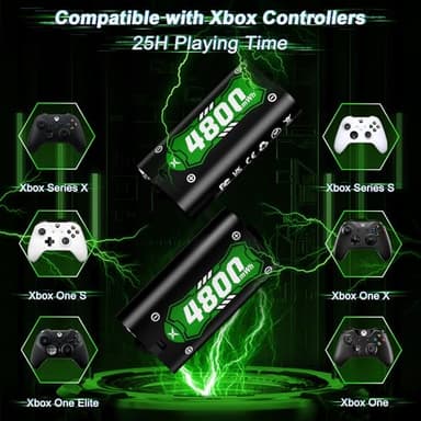Ponkor Rechargeable Battery Packs for Xbox Series X|S/Xbox One, 2x4800mWh Batteries with High-Speed Charging Station for Xbox One S/Xbox One X/Xbox One Elite Controller - Image 4